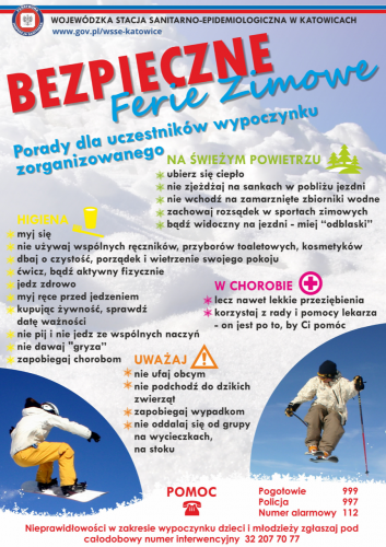 Plakat Bezpieczne Ferie 2022